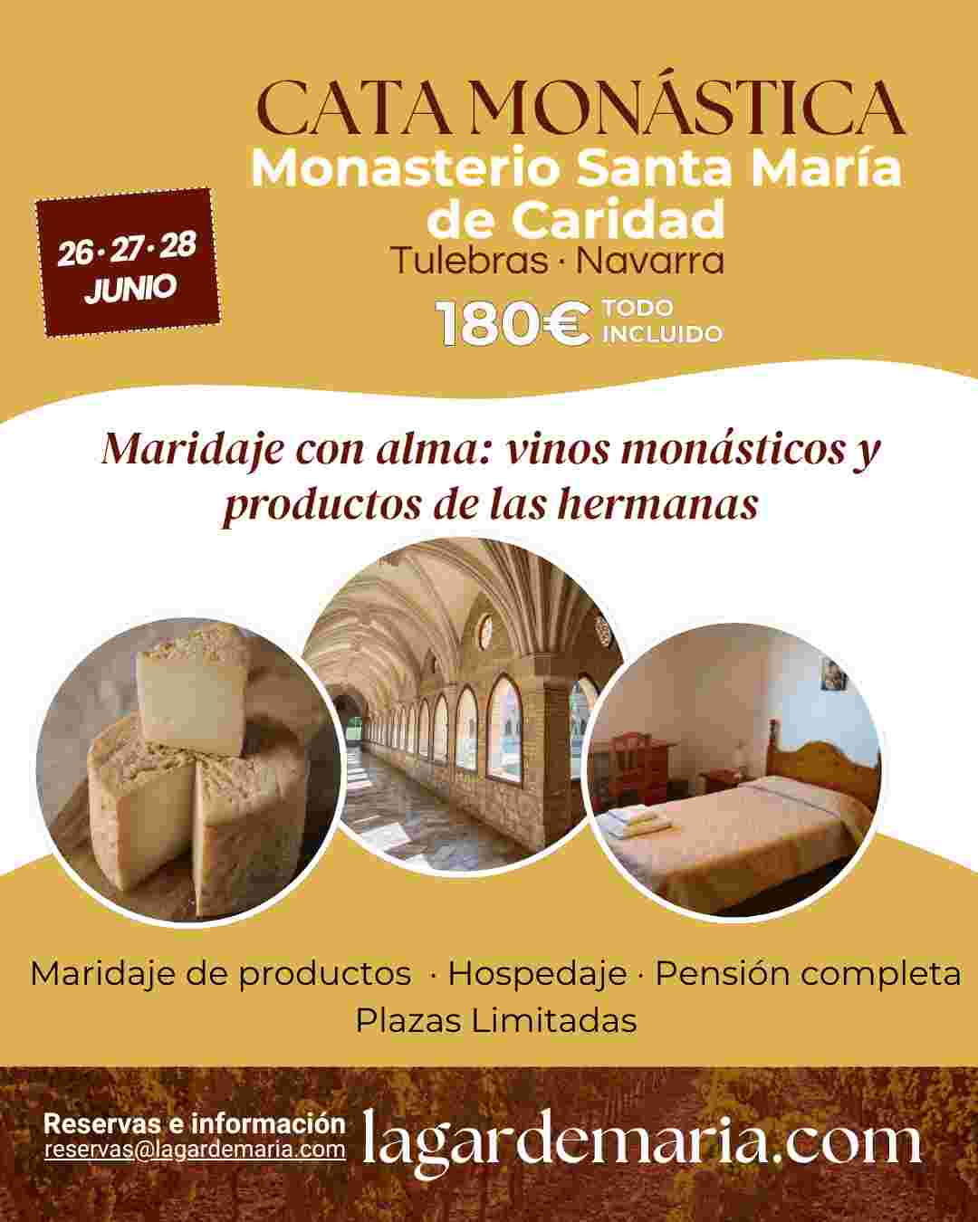 FIN DE SEMANA CON CATA MONÁSTICA EN EL MONASTERIO DE SANTA MARÍA DE LA CARIDAD. TULEBRAS, NAVARRA (26, 27 y 28 de junio).
