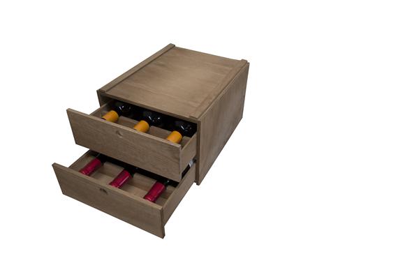 Caja botellero dos cajones.