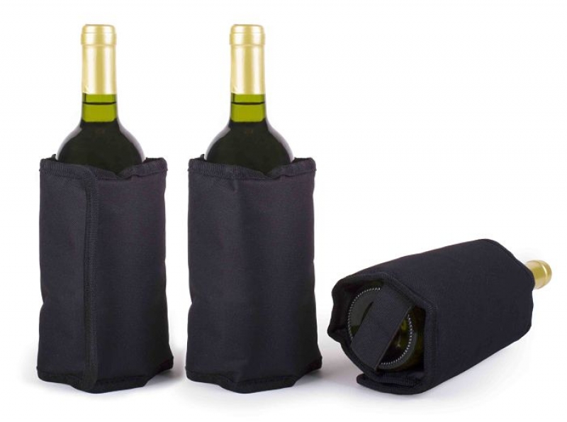mDesign Enfriador de botellas moderno negro también útil como jarrón Elegante cubo enfriador para vinos de mármol auténtico Portabotellas único 