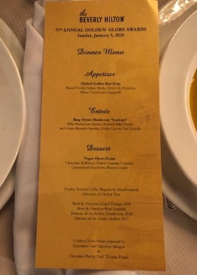 Menu Premios Globo de Oro